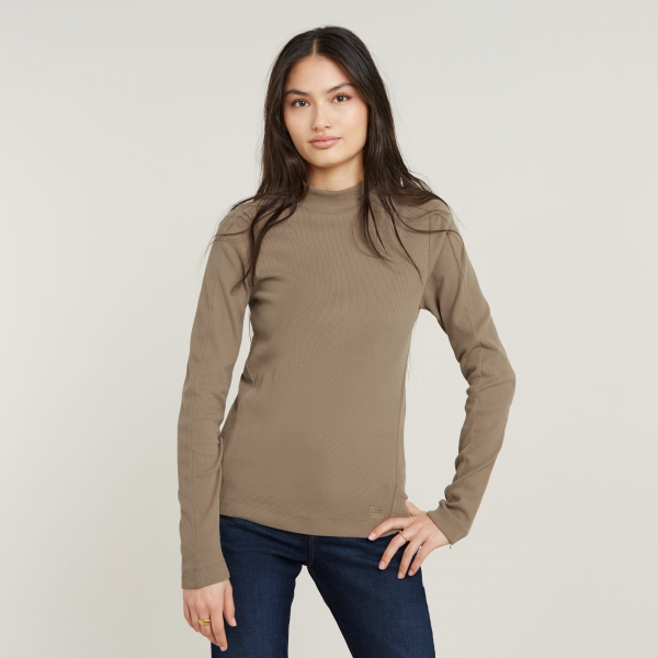 G-star slim rib mock ls wmn